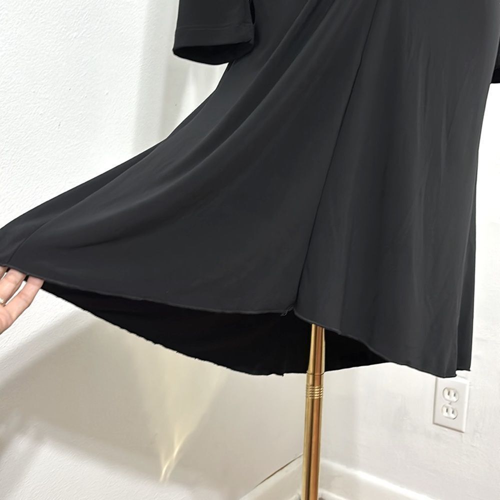NWT Vtg Black Midi Dress Size L Ruched Long Sleeve Rhinestones‎ Evening Cocktail - Picture 8 of 13